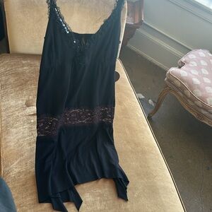 Tunic Camisole style mini dress Rayon Cotton Lace trim and sequences embellished